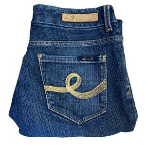 SEVEN 7 Jeans Bootcut High Rise Med Wash Cotton Blend Denim Blue Jeans Size 8